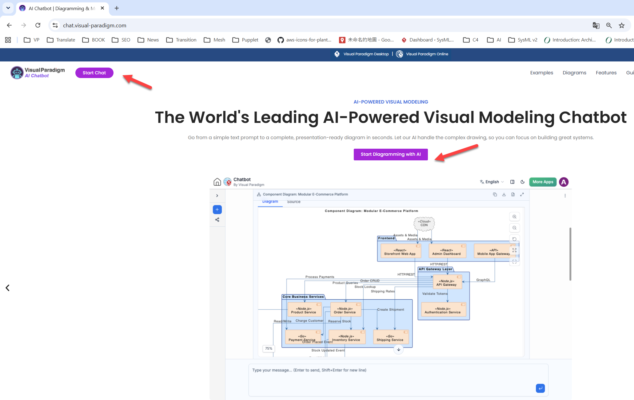 Accessing the Visual Pparadigm AI Chatbot